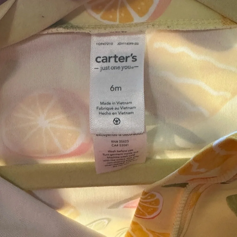 Carter's Lemon and Orange Print Baby Outfit size 6m